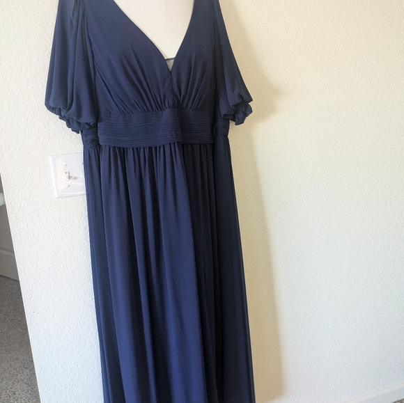 Ever Pretty Navy/Royal Blue V-Neck Formal Evening Gown Bridesmaid Dress with Sle - Picture 7 of 12